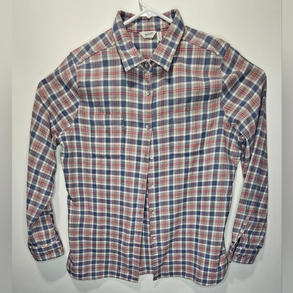 Woolrich Button Up Flannel Soft Plaid Long Sleeve-Shirt Womens XL